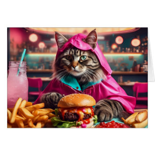 Cat in a Pink Raincoat at the Diner All Occasions