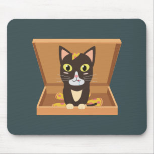 Cat in a pizza box mouse pad