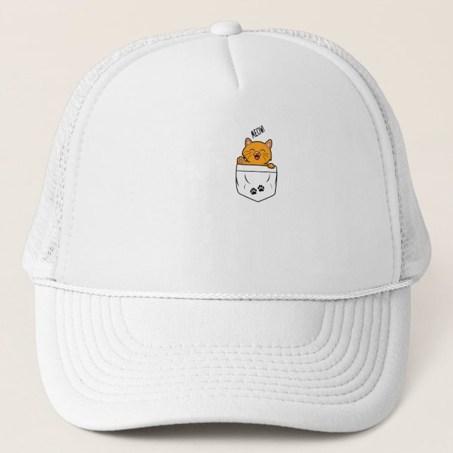 Cat in a pocket- meow trucker hat (Front)
