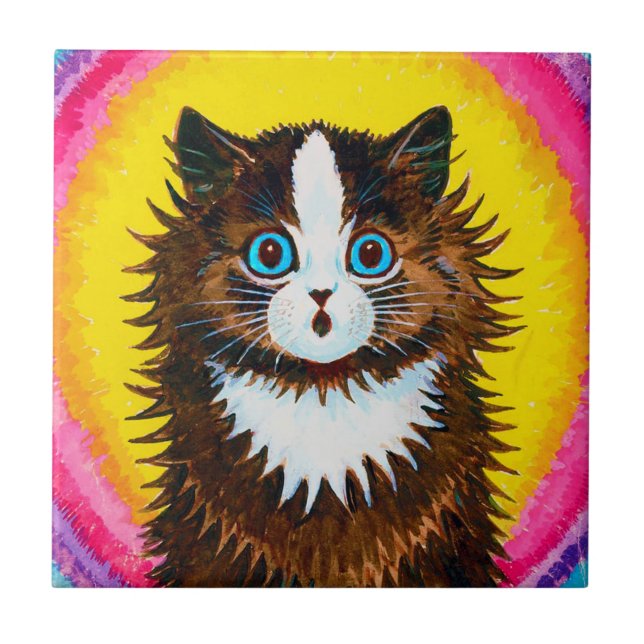 Cat in a Rainbow, Louis Wain Ceramic Tile (Front)