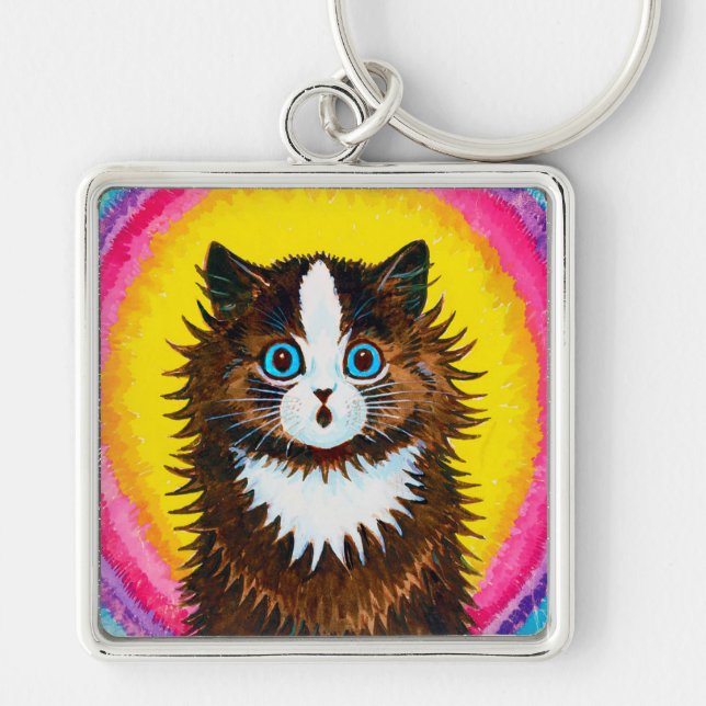 Cat in a Rainbow, Louis Wain Key Ring (Front)