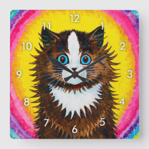 Cat in a Rainbow, Louis Wain Square Wall Clock