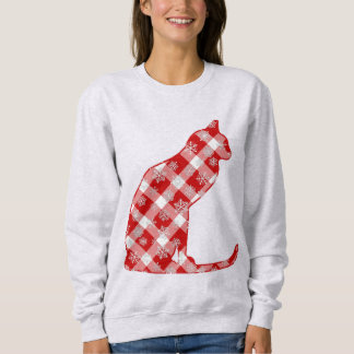 Cat in a Red Buffalo Plaid Christmas Pattern  Sweatshirt