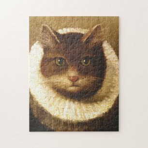 Cat In A Ruff Cute Victorian Art Vintage Painting Jigsaw Puzzle