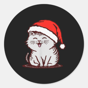 Cat In A Santa Hat  Classic Round Sticker