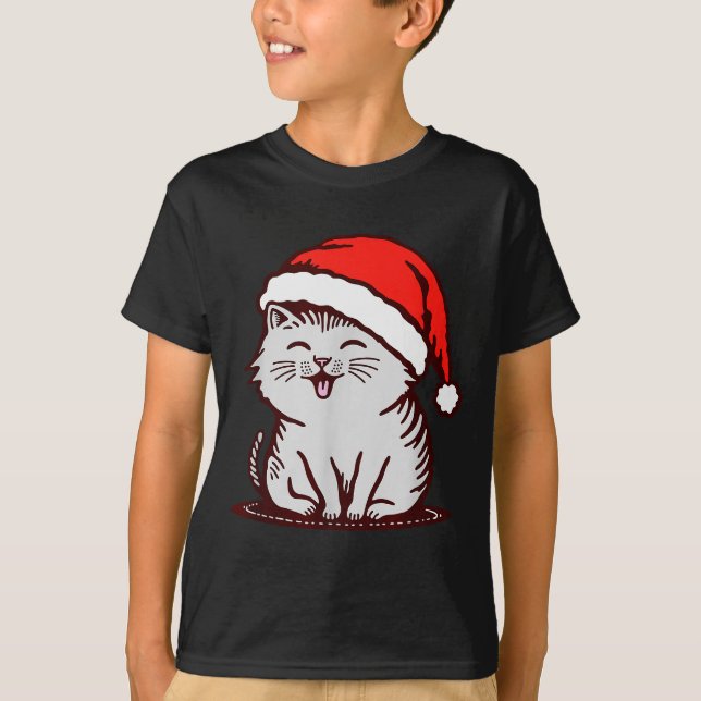 Cat In A Santa Hat  T-Shirt (Front)