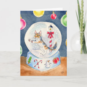 Cat in a Snow Globe greeting card