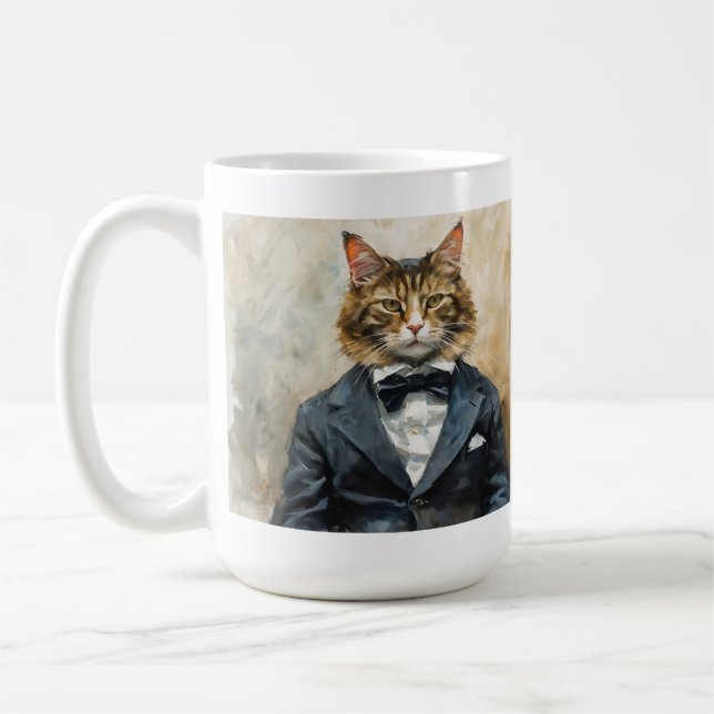 Cat in a Suit Coffee Mug (Left)