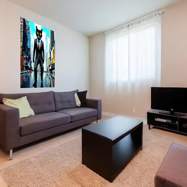 Cat in a suit in the city | AI Art  Poster (Creator Uploaded)