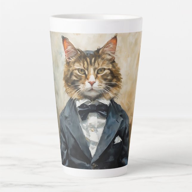 Cat in a Suit Latte Mug (Front)