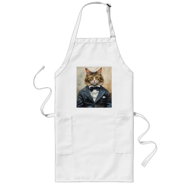 Cat in a Suit Long Apron (Front)