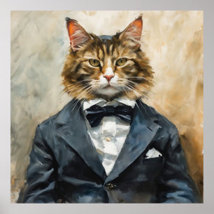 Cat in a Suit Poster