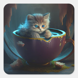Cat in a teacup Kitten in a Teacup Cat Stickers
