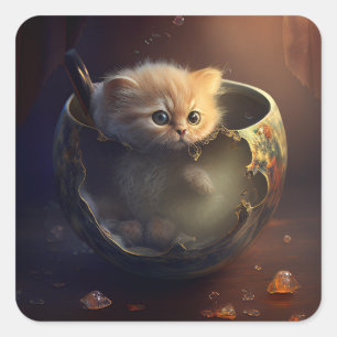 Cat in a teacup Kitten in a Teacup Cat Stickers