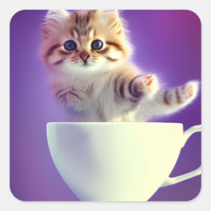 Cat in a teacup Kitten in a Teacup Cat Stickers
