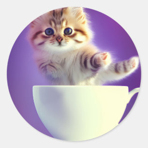 Cat in a teacup Kitten in a Teacup Cat Stickers