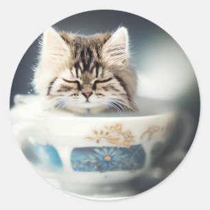 Cat in a teacup Kitten in a Teacup Cat Stickers