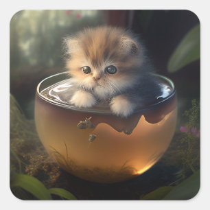 Cat in a teacup Kitten in a Teacup Cat Stickers