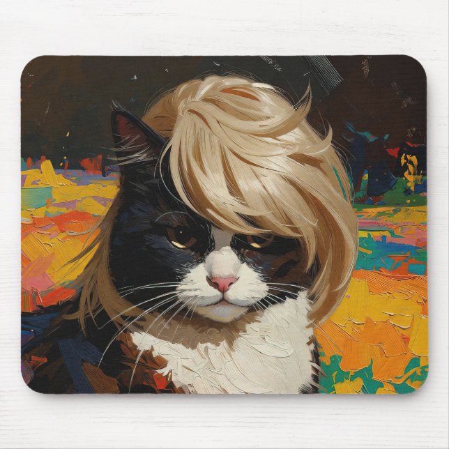 Cat In A Wig (#2) Mouse Pad (Front)