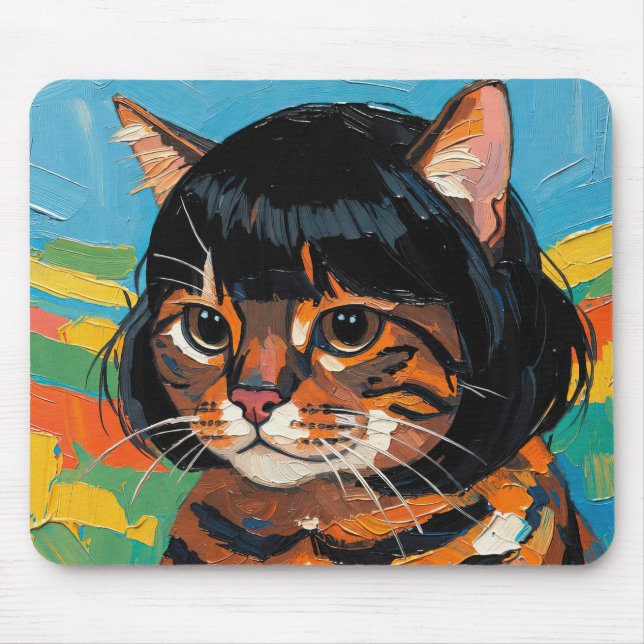 Cat In A Wig (#8) Mouse Pad (Front)