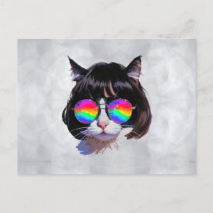 Cat in a Wig + Sunglasses (Painting #1) Postcard