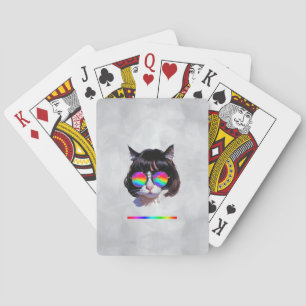 Cat in a Wig + Sunglasses (Painting #1 + RGB) Playing Cards