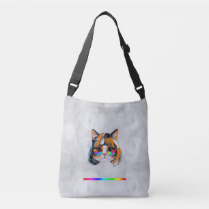 Cat in a Wig + Sunglasses (Painting #2) Crossbody Bag