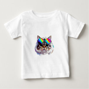 Cat in a Wig + Sunglasses (Painting #3) Baby T-Shirt