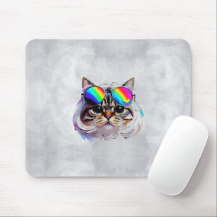 Cat in a Wig + Sunglasses (Painting #3) Mouse Pad