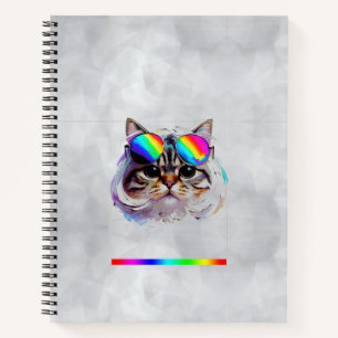 Cat in a Wig + Sunglasses (Painting #3) Notebook