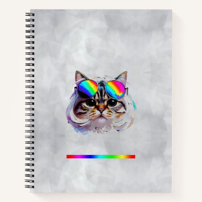 Cat in a Wig + Sunglasses (Painting #3) Notebook (Front)