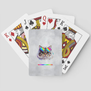 Cat in a Wig + Sunglasses (Painting #3 + RGB) Playing Cards
