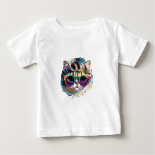 Cat in a Wig + Sunglasses (Painting #4) Baby T-Shirt