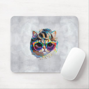 Cat in a Wig + Sunglasses (Painting #4) Mouse Pad