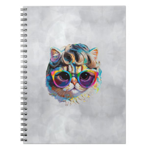 Cat in a Wig + Sunglasses (Painting #4) Notebook