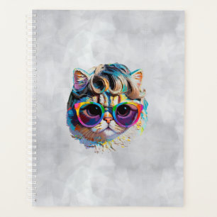 Cat in a Wig + Sunglasses (Painting #4) Planner