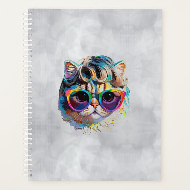 Cat in a Wig + Sunglasses (Painting #4) Planner (Front)