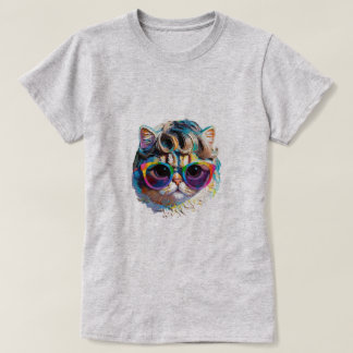 Cat in a Wig + Sunglasses (Painting #4) T-Shirt
