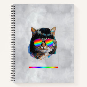 Cat in a Wig + Sunglasses (Painting #5) Notebook