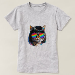 Cat in a Wig + Sunglasses (Painting #5) T-Shirt