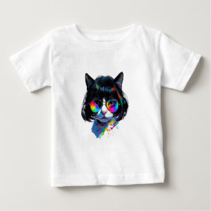 Cat in a Wig + Sunglasses (Painting #6) Baby T-Shirt