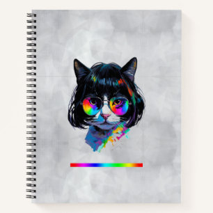 Cat in a Wig + Sunglasses (Painting #6) Notebook