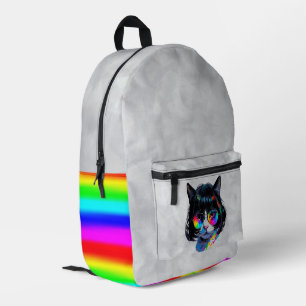 Cat in a Wig + Sunglasses (Painting #6 + RGB) Printed Backpack