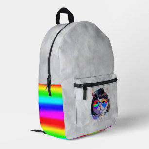 Cat in a Wig + Sunglasses (Painting #7 + RGB) Printed Backpack