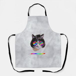 Cat in a Wig + Sunglasses (Painting #8) Apron