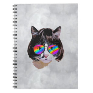 Cat in a Wig + Sunglasses (Painting #8) Notebook