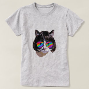 Cat in a Wig + Sunglasses (Painting #8) T-Shirt