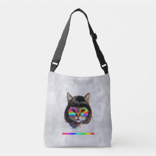 Cat in a Wig + Sunglasses (Painting #9) Crossbody Bag