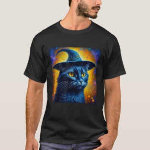 Cat in a wizard hat witch hat magical cat lover f T-Shirt