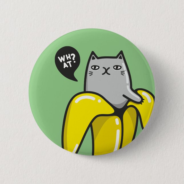 Cat in banana 6 cm round badge (Front)